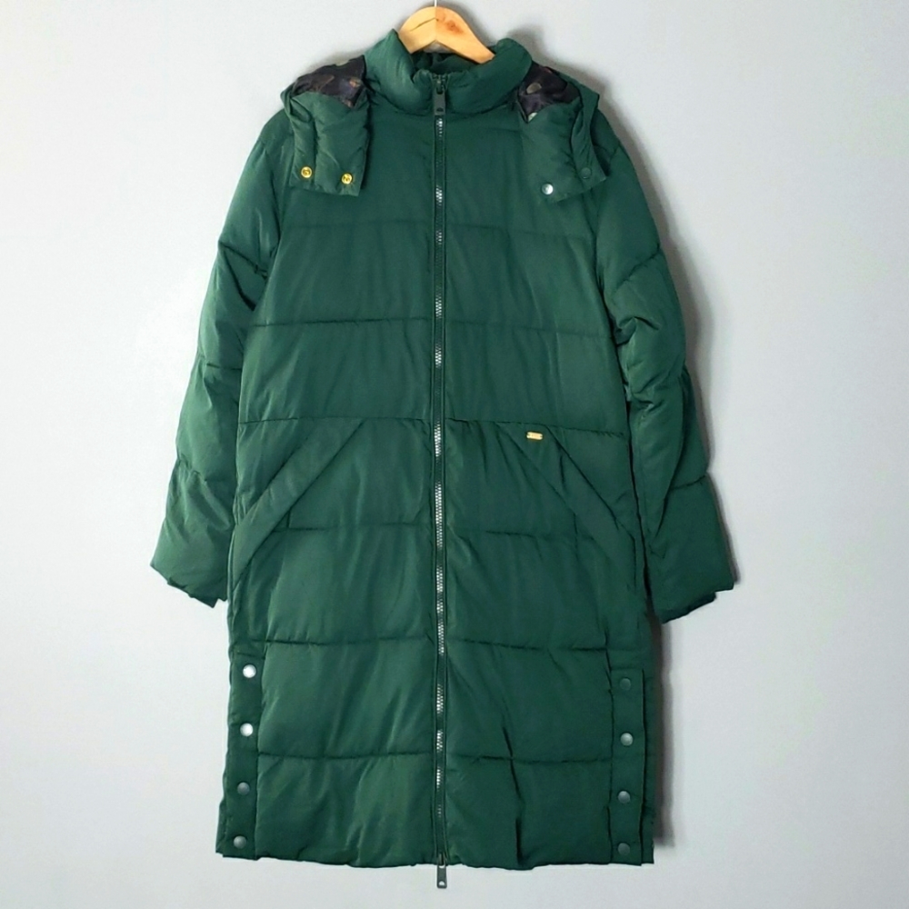 Scotch & Soda hooded long length puffer coat green size medium NWT Winter